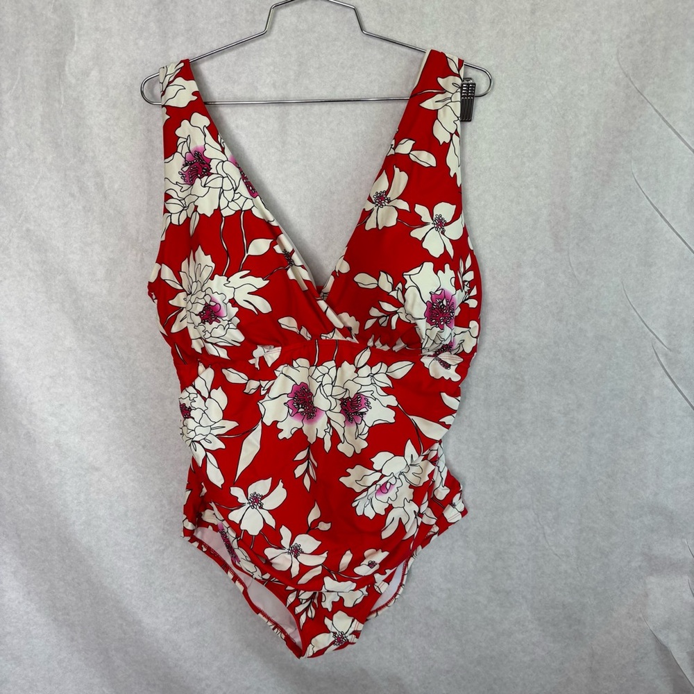 Swimsuits for all Red Floral One-Piece Swimsuit size 22